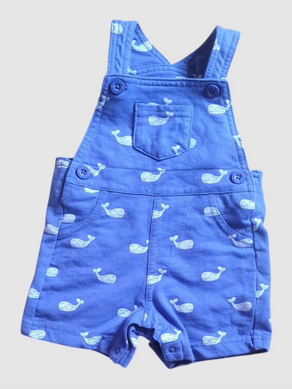 Little Blue Baby Boy's Whale Themed Knit Shortalls Overalls